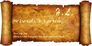Hrivnyák Larina névjegykártya